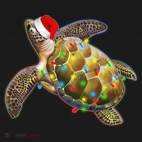 Cute Christmas Lights Santa Sea Turtle Apron thumb 3