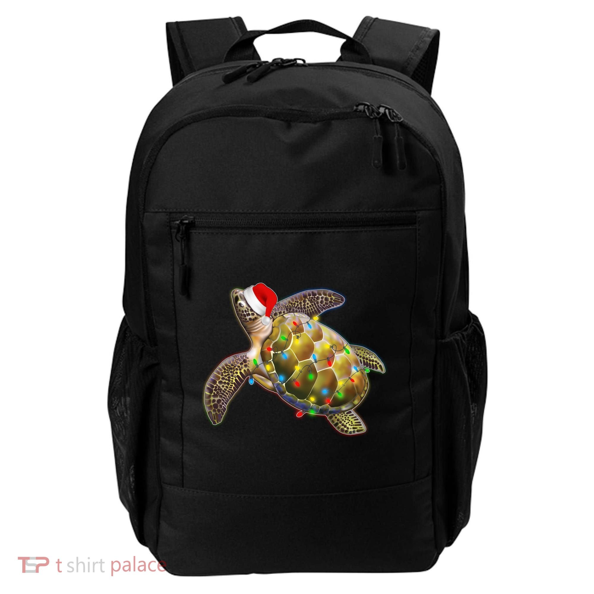 Cute Christmas Lights Santa Sea Turtle Backpack