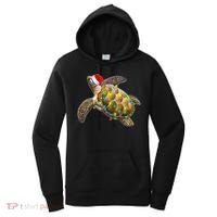 Cute Christmas Lights Santa Sea Turtle Women's Hoodie thumb 0
