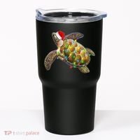 Cute Christmas Lights Santa Sea Turtle Tumbler thumb 0