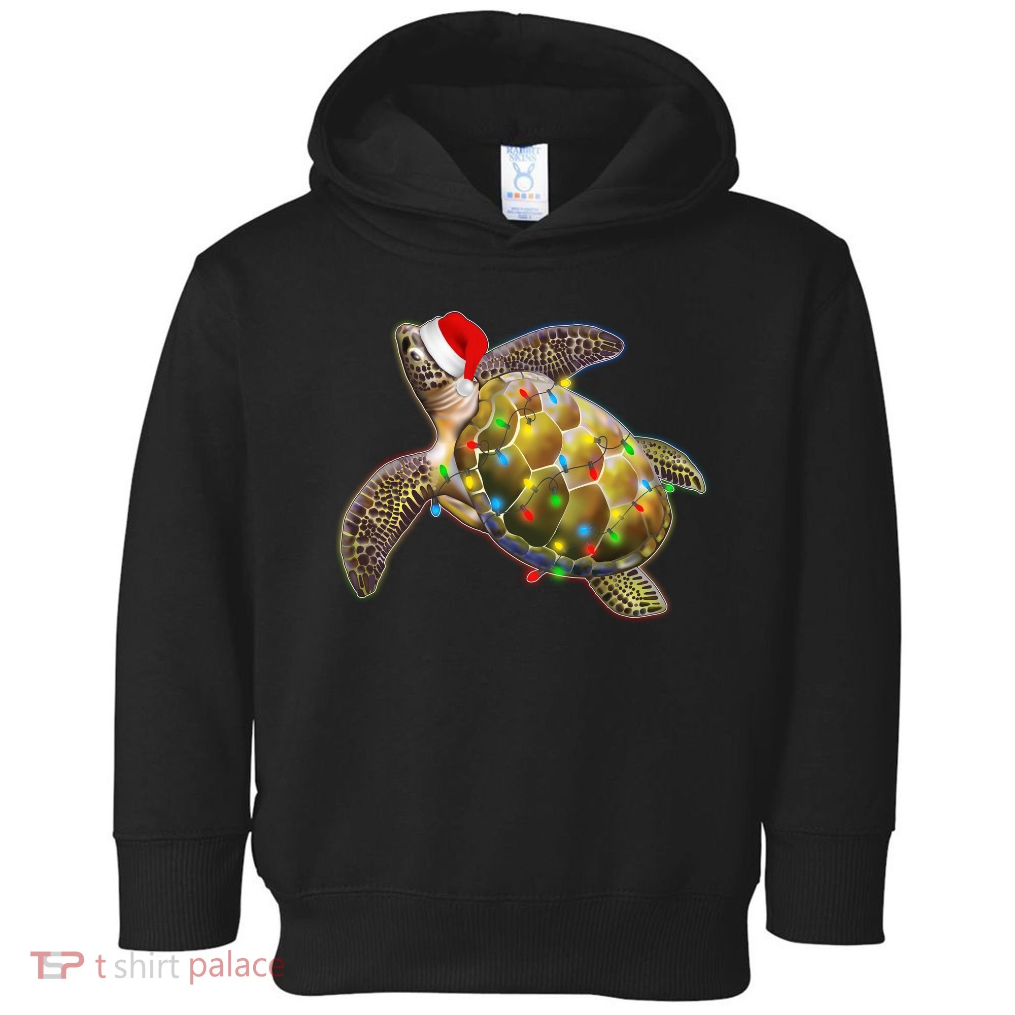 Cute Christmas Lights Santa Sea Turtle Toddler Hoodie
