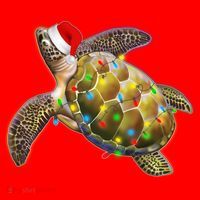 Cute Christmas Lights Santa Sea Turtle Santa Hat thumb 1
