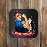 Childless Cat Ladies Vote Rosie The Riveter Coaster thumb 0