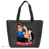 Childless Cat Ladies Vote Rosie The Riveter Tote Bag thumb 0