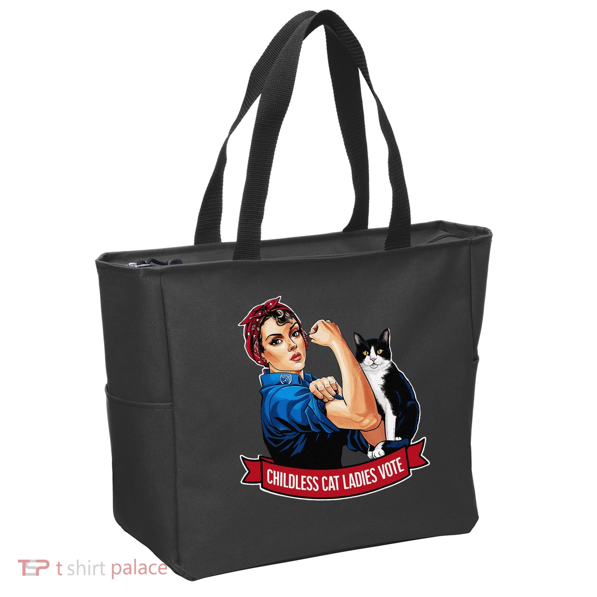 Childless Cat Ladies Vote Rosie The Riveter Tote Bag