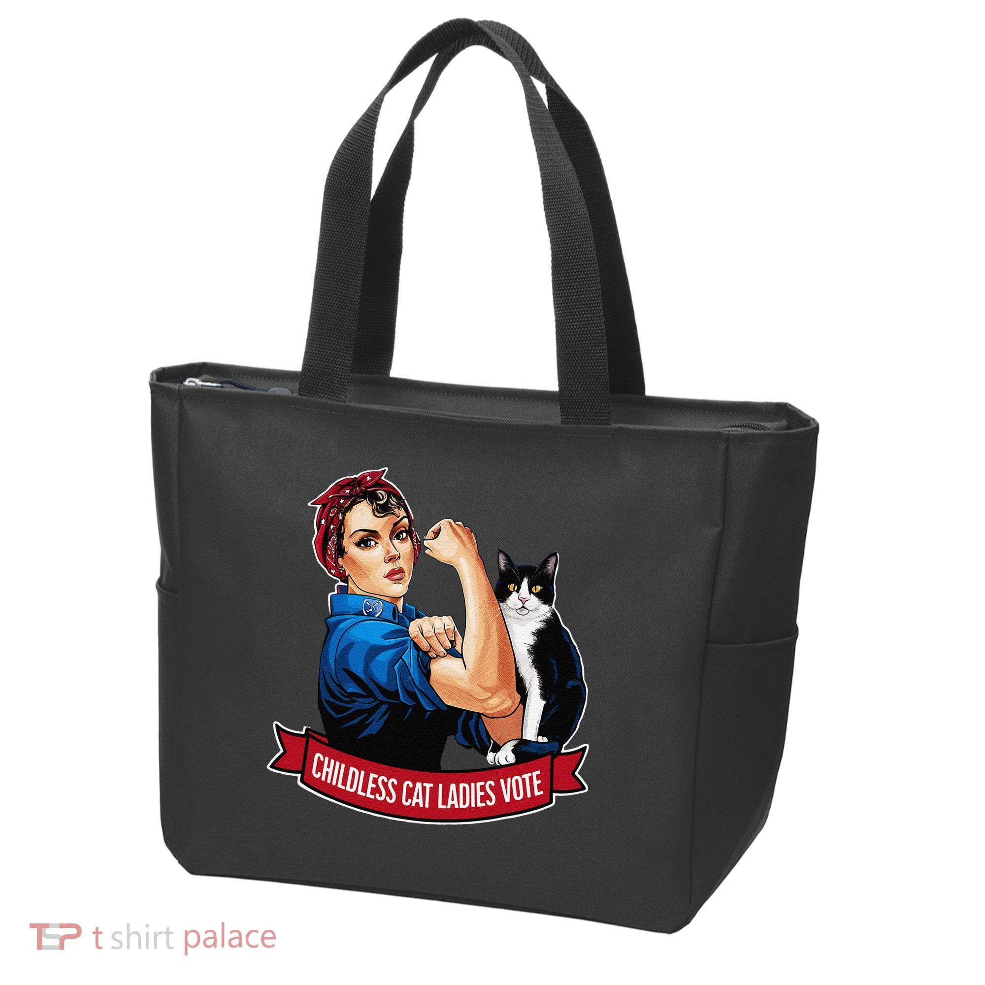 Childless Cat Ladies Vote Rosie The Riveter Tote Bag