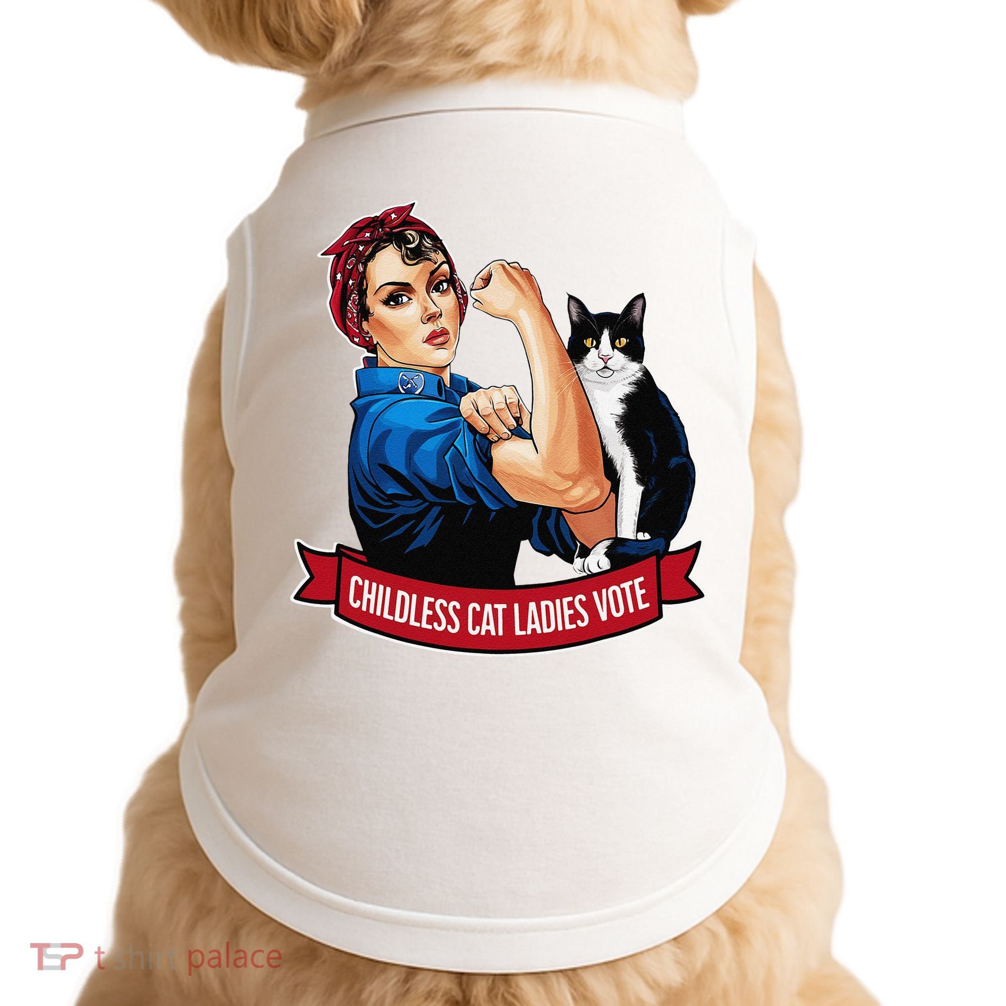 Childless Cat Ladies Vote Rosie The Riveter Doggie Tank