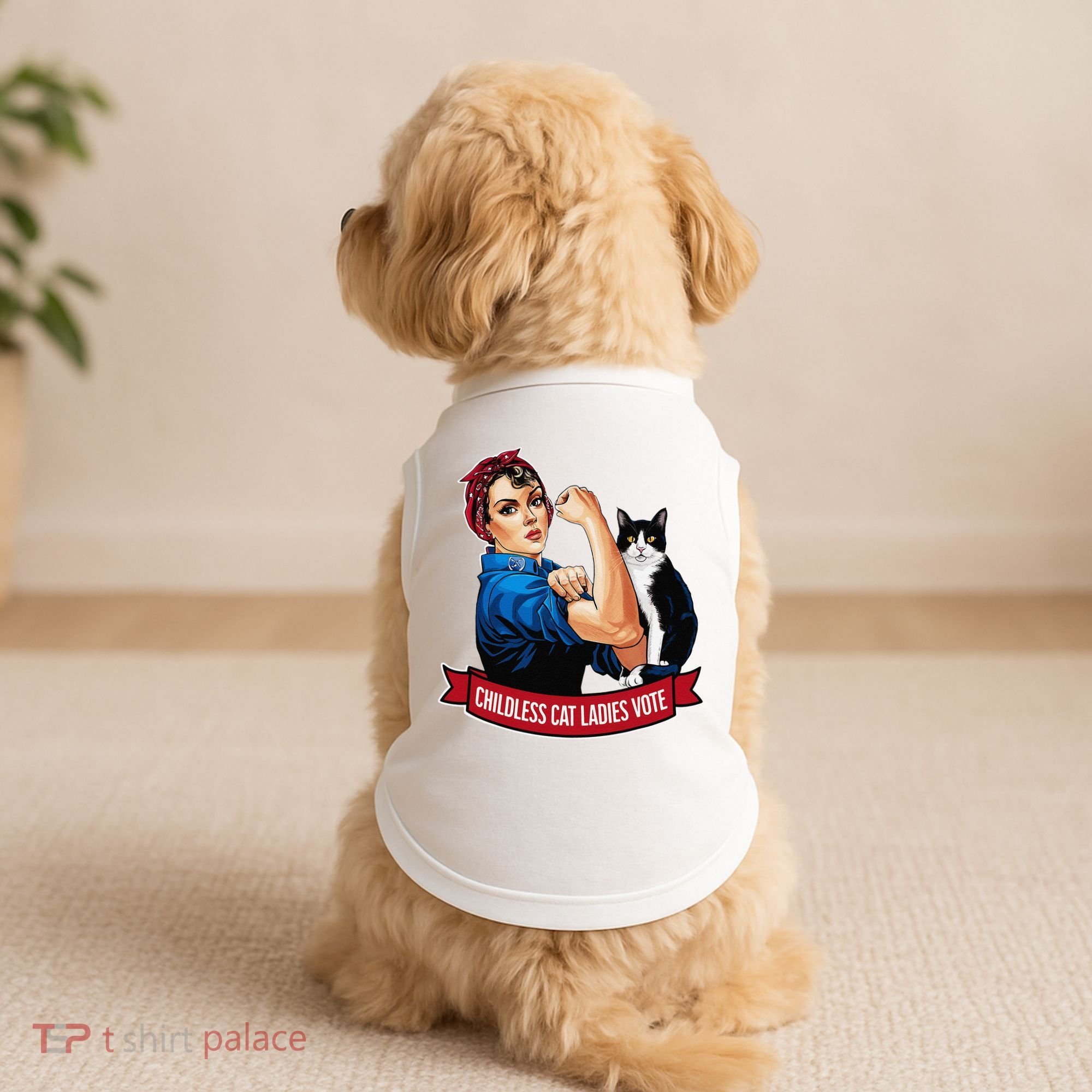 Childless Cat Ladies Vote Rosie The Riveter Doggie Tank