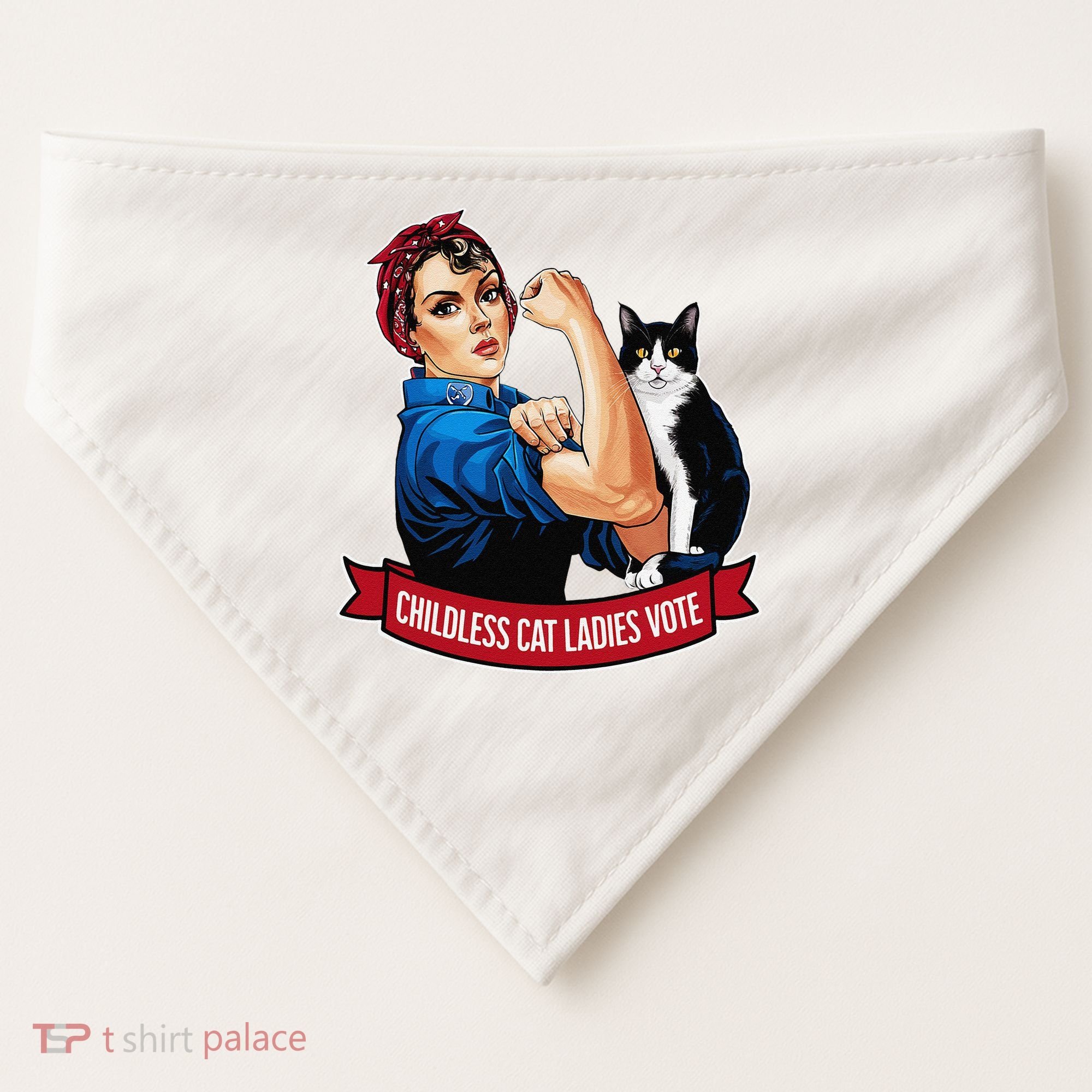 Childless Cat Ladies Vote Rosie The Riveter USA-Made Doggie Bandana