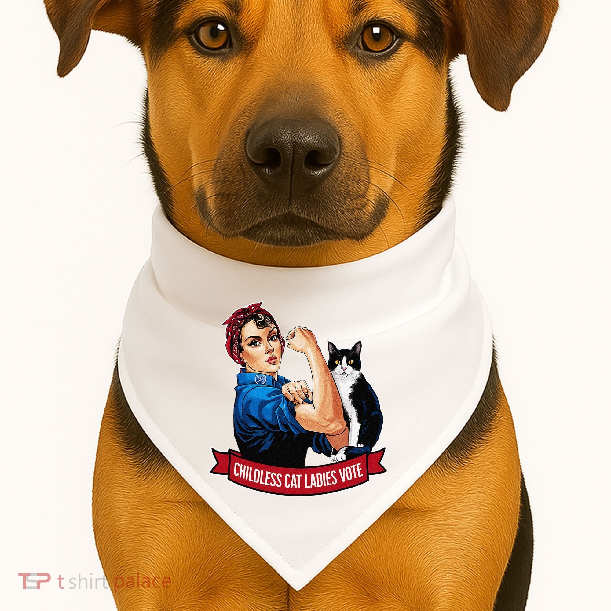 Childless Cat Ladies Vote Rosie The Riveter USA-Made Doggie Bandana