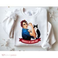 Childless Cat Ladies Vote Rosie The Riveter Sweatshirt thumb 2