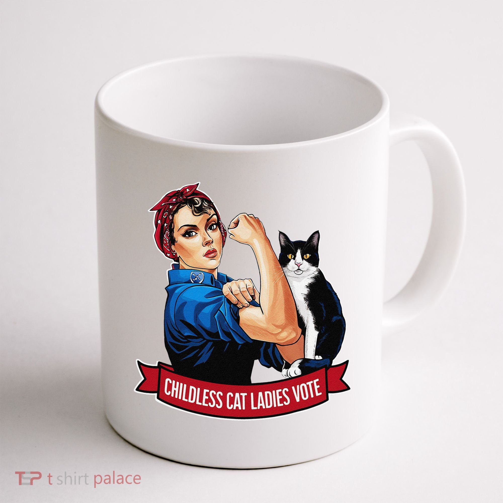 Childless Cat Ladies Vote Rosie The Riveter Coffee Mug