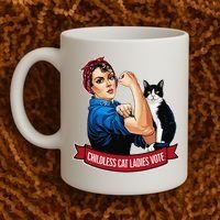 Childless Cat Ladies Vote Rosie The Riveter Coffee Mug thumb 2