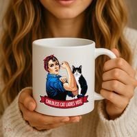 Childless Cat Ladies Vote Rosie The Riveter Coffee Mug thumb 3