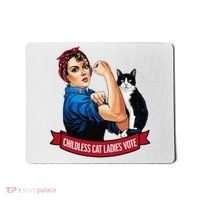 Childless Cat Ladies Vote Rosie The Riveter Mousepad thumb 0