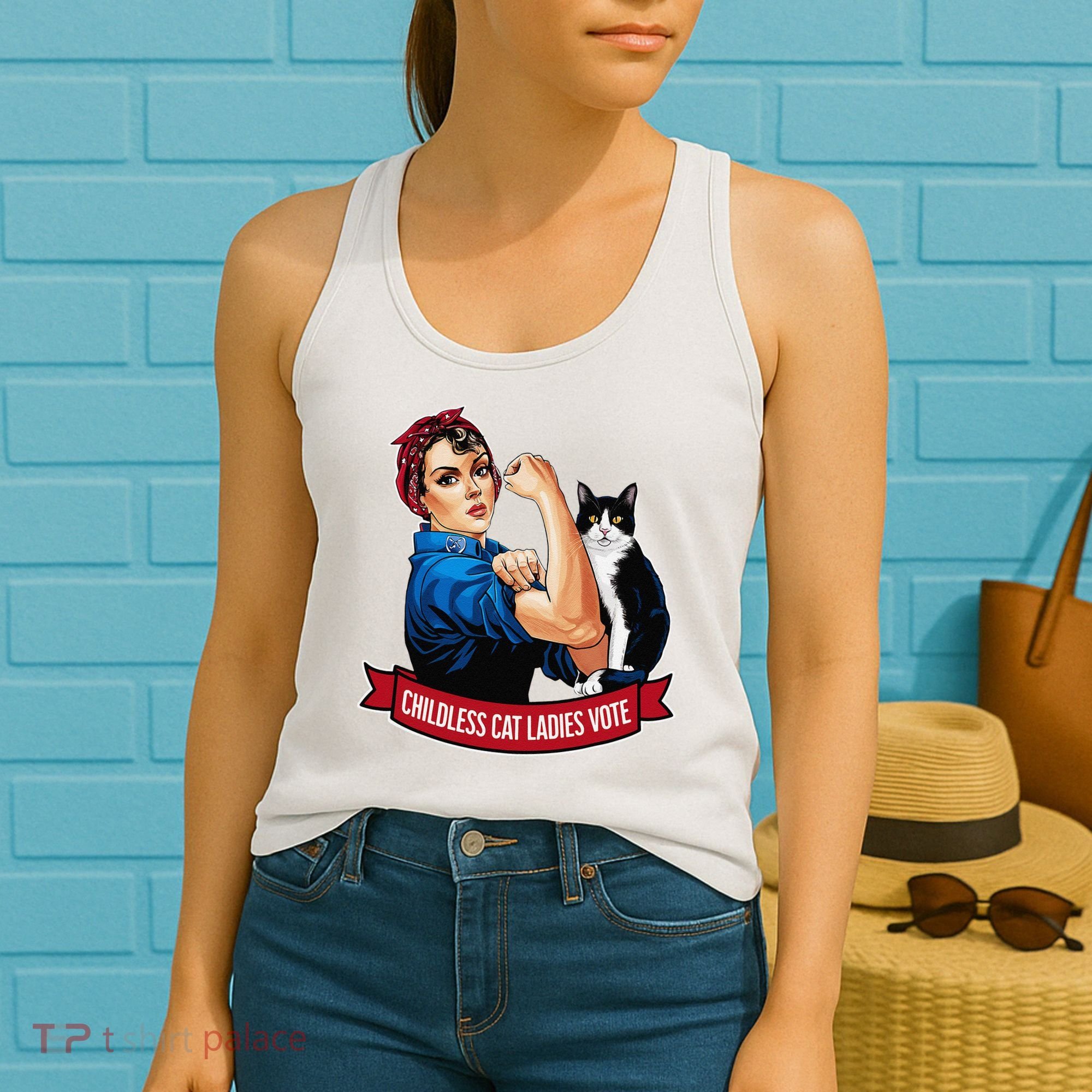 Childless Cat Ladies Vote Rosie The Riveter Women's Tank Top