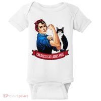 Childless Cat Ladies Vote Rosie The Riveter Baby Bodysuit thumb 0
