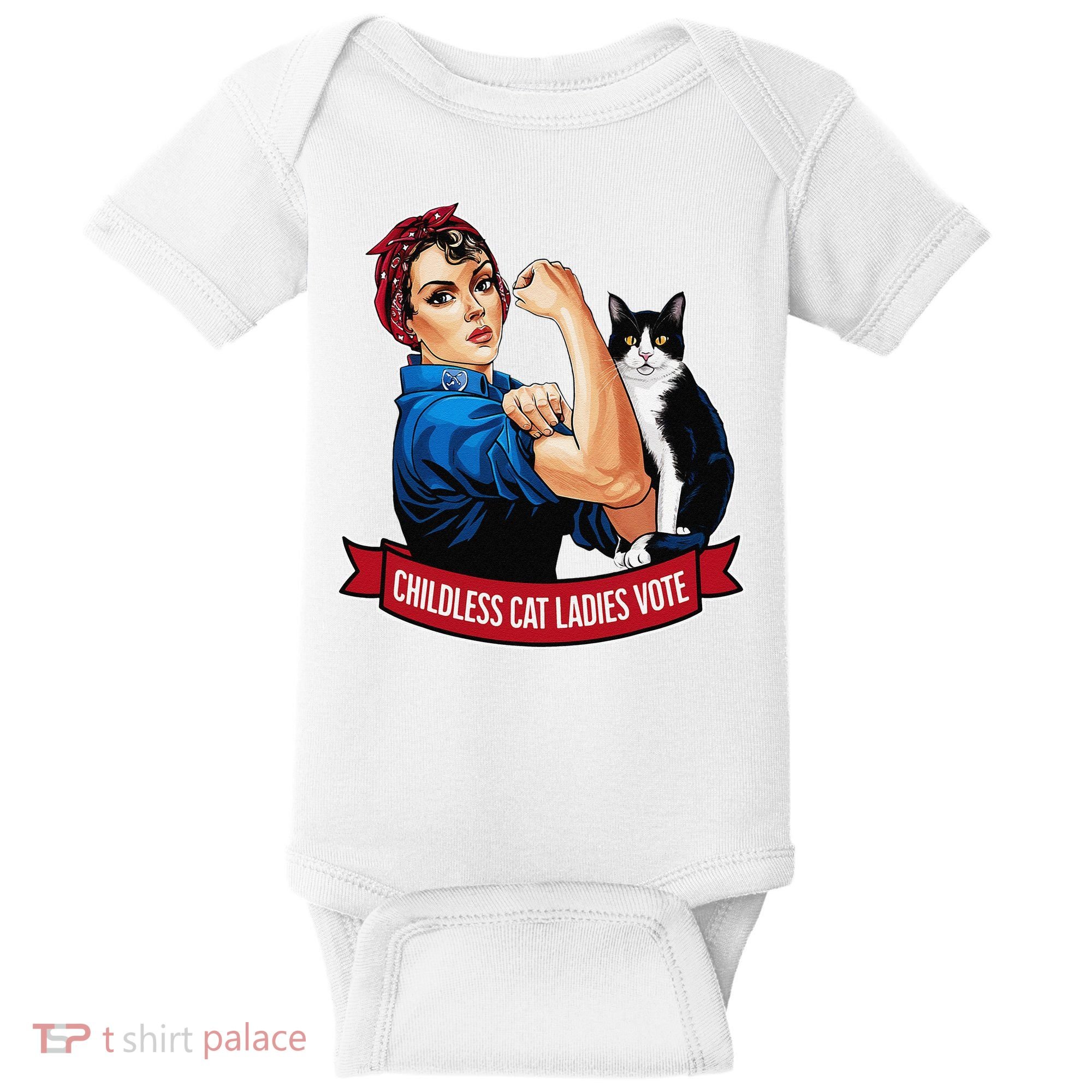 Childless Cat Ladies Vote Rosie The Riveter Baby Bodysuit