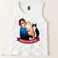 Childless Cat Ladies Vote Rosie The Riveter Tank Top thumb 2