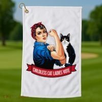 Childless Cat Ladies Vote Rosie The Riveter Golf Towel thumb 1