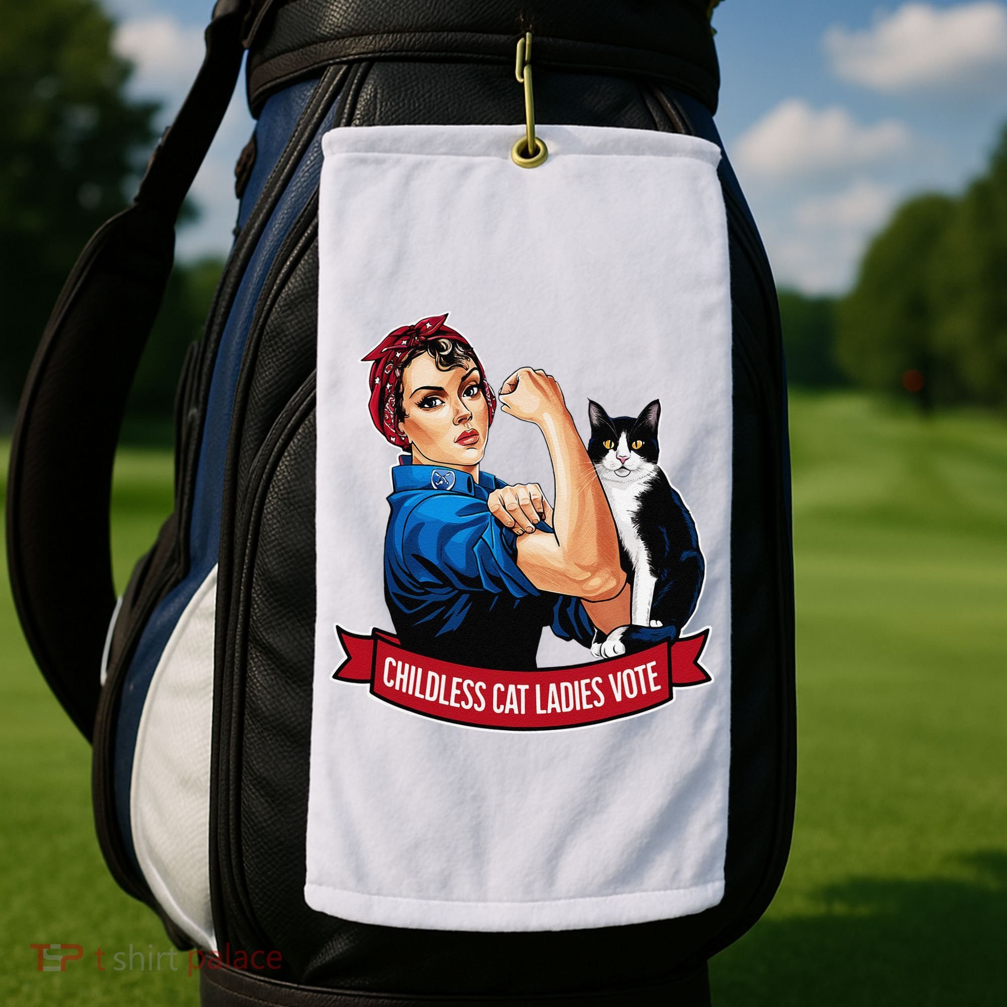 Childless Cat Ladies Vote Rosie The Riveter Golf Towel