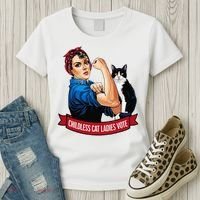Childless Cat Ladies Vote Rosie The Riveter Women's T-Shirt thumb 3