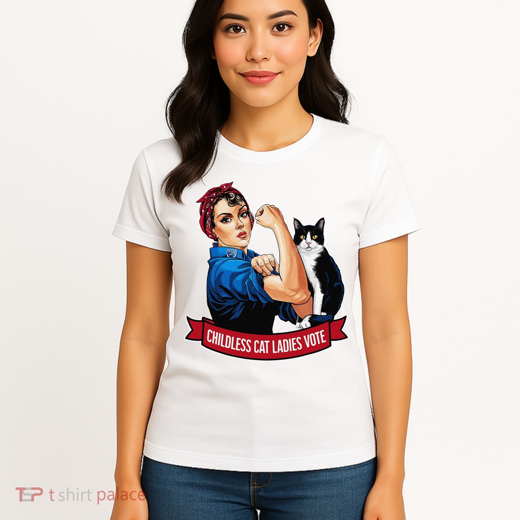 Childless Cat Ladies Vote Rosie The Riveter Women's T-Shirt