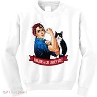 Childless Cat Ladies Vote Rosie The Riveter Kids Sweatshirt thumb 0