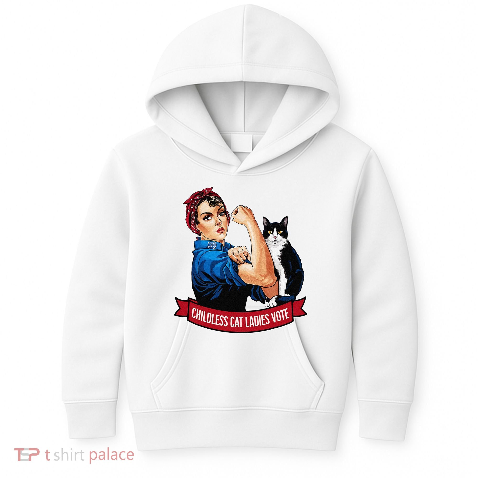 Childless Cat Ladies Vote Rosie The Riveter Kids Hoodie