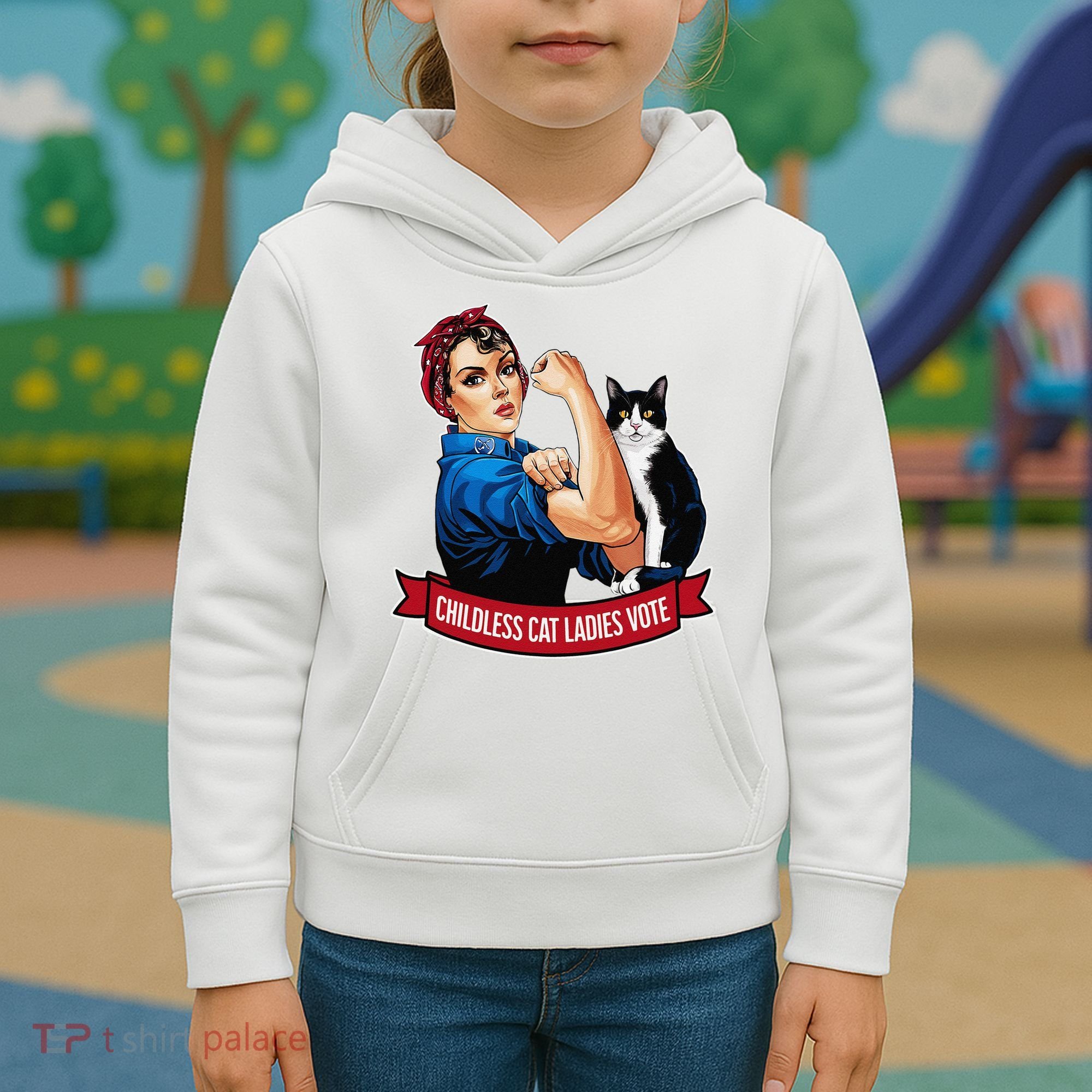 Childless Cat Ladies Vote Rosie The Riveter Kids Hoodie