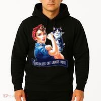 Childless Cat Ladies Vote Rosie The Riveter Hoodie thumb 2