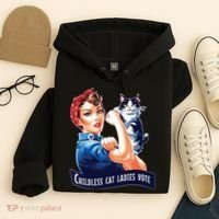 Childless Cat Ladies Vote Rosie The Riveter Hoodie thumb 4