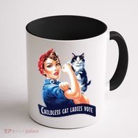 Childless Cat Ladies Vote Rosie The Riveter Coffee Mug thumb 1