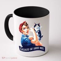 Childless Cat Ladies Vote Rosie The Riveter Coffee Mug thumb 0