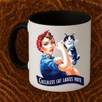Childless Cat Ladies Vote Rosie The Riveter Coffee Mug thumb 2