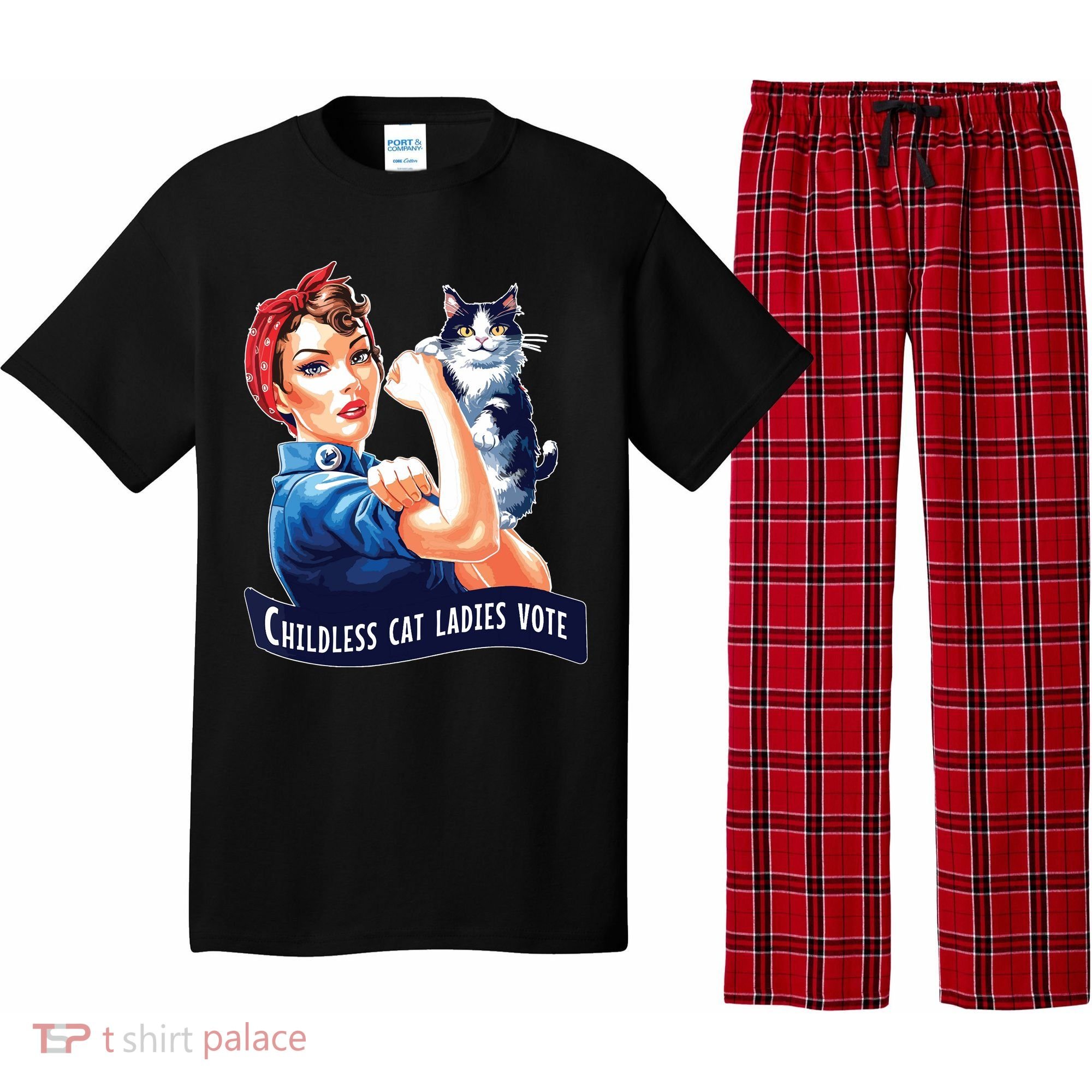 Childless Cat Ladies Vote Rosie The Riveter Pajama Set