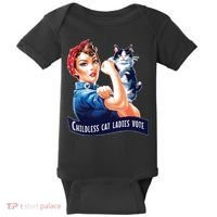 Childless Cat Ladies Vote Rosie The Riveter Baby Bodysuit thumb 0