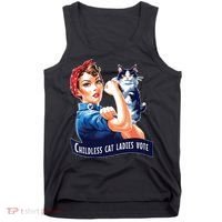 Childless Cat Ladies Vote Rosie The Riveter Tank Top thumb 0