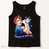 Childless Cat Ladies Vote Rosie The Riveter Tank Top thumb 2