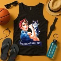 Childless Cat Ladies Vote Rosie The Riveter Tank Top thumb 4