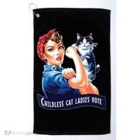 Childless Cat Ladies Vote Rosie The Riveter Golf Towel thumb 0