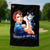 Childless Cat Ladies Vote Rosie The Riveter Golf Towel thumb 1