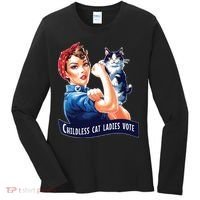Childless Cat Ladies Vote Rosie The Riveter Women's Long Sleeve Shirt thumb 0