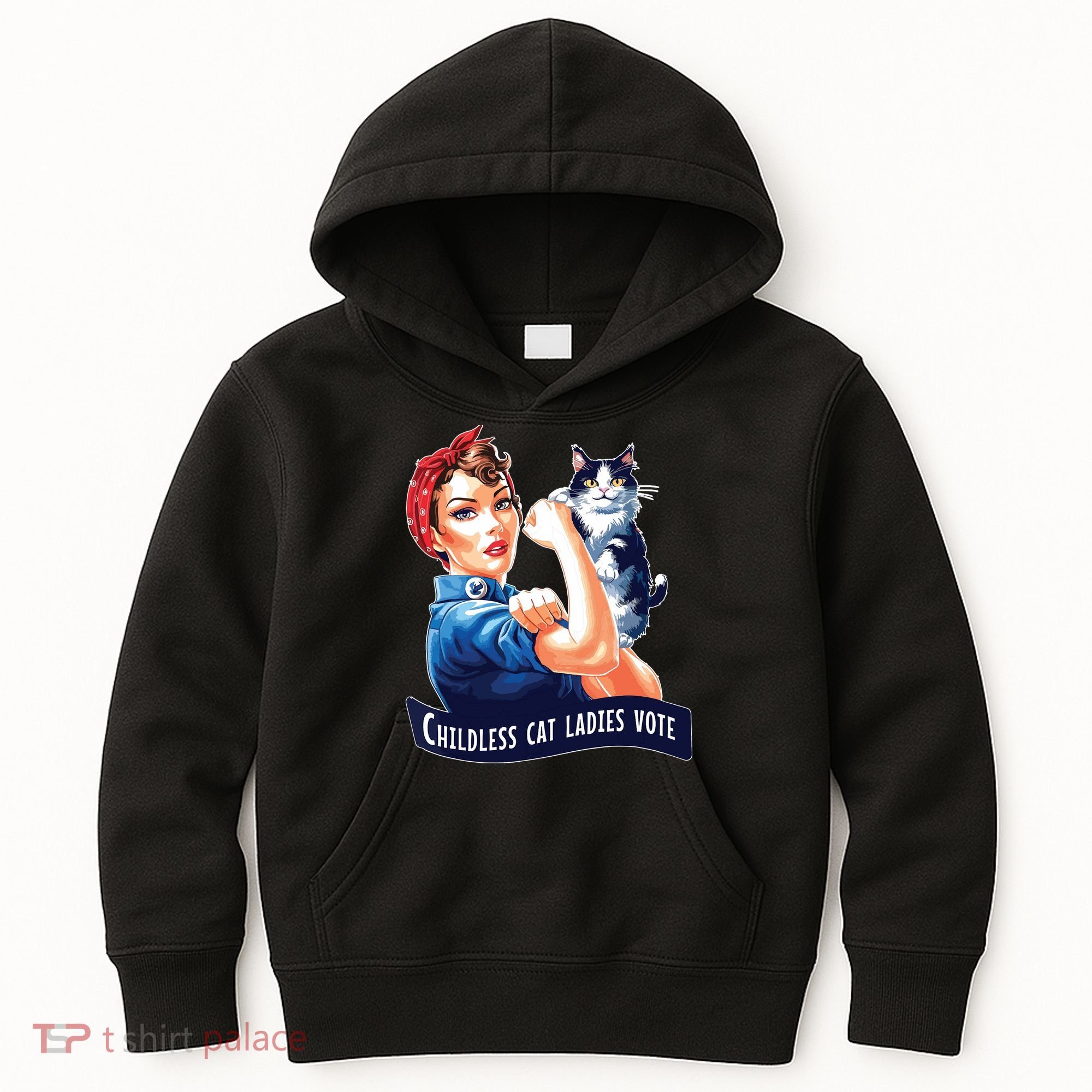 Childless Cat Ladies Vote Rosie The Riveter Kids Hoodie