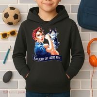 Childless Cat Ladies Vote Rosie The Riveter Kids Hoodie thumb 2