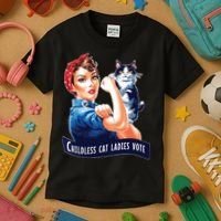 Childless Cat Ladies Vote Rosie The Riveter Kids T-Shirt thumb 3
