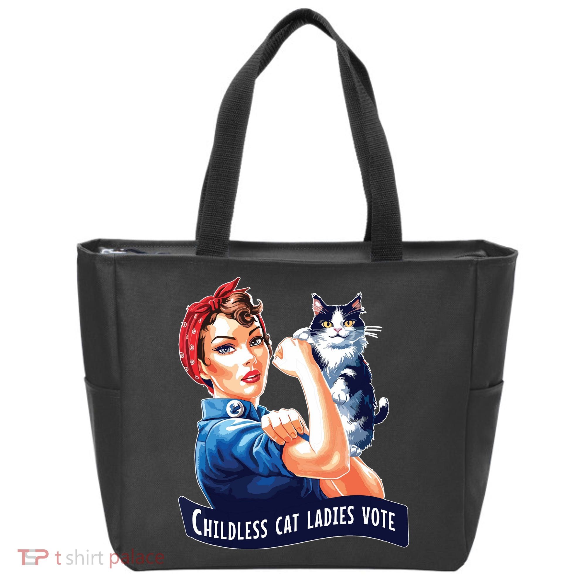 Childless Cat Ladies Vote Rosie The Riveter Tote Bag