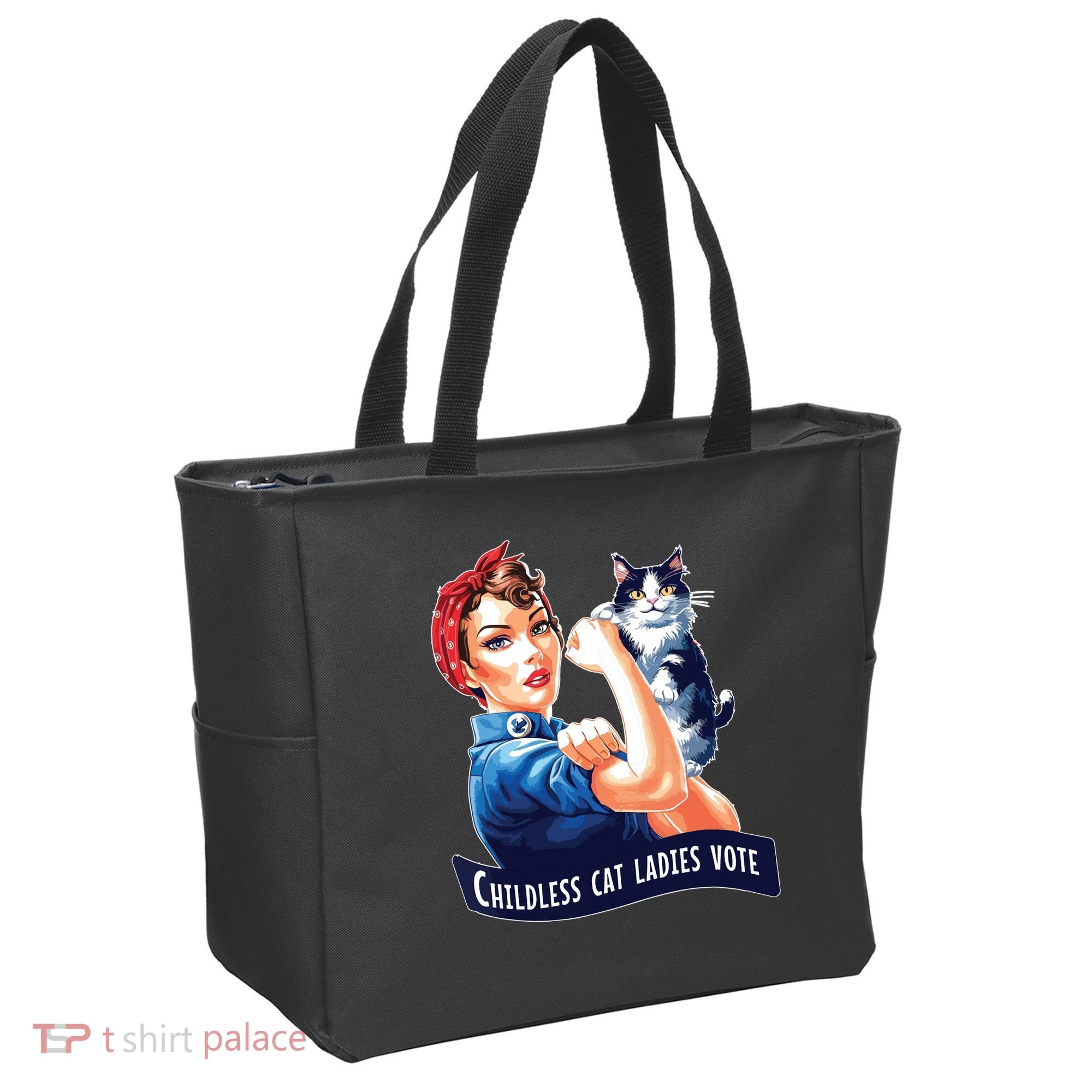 Childless Cat Ladies Vote Rosie The Riveter Tote Bag