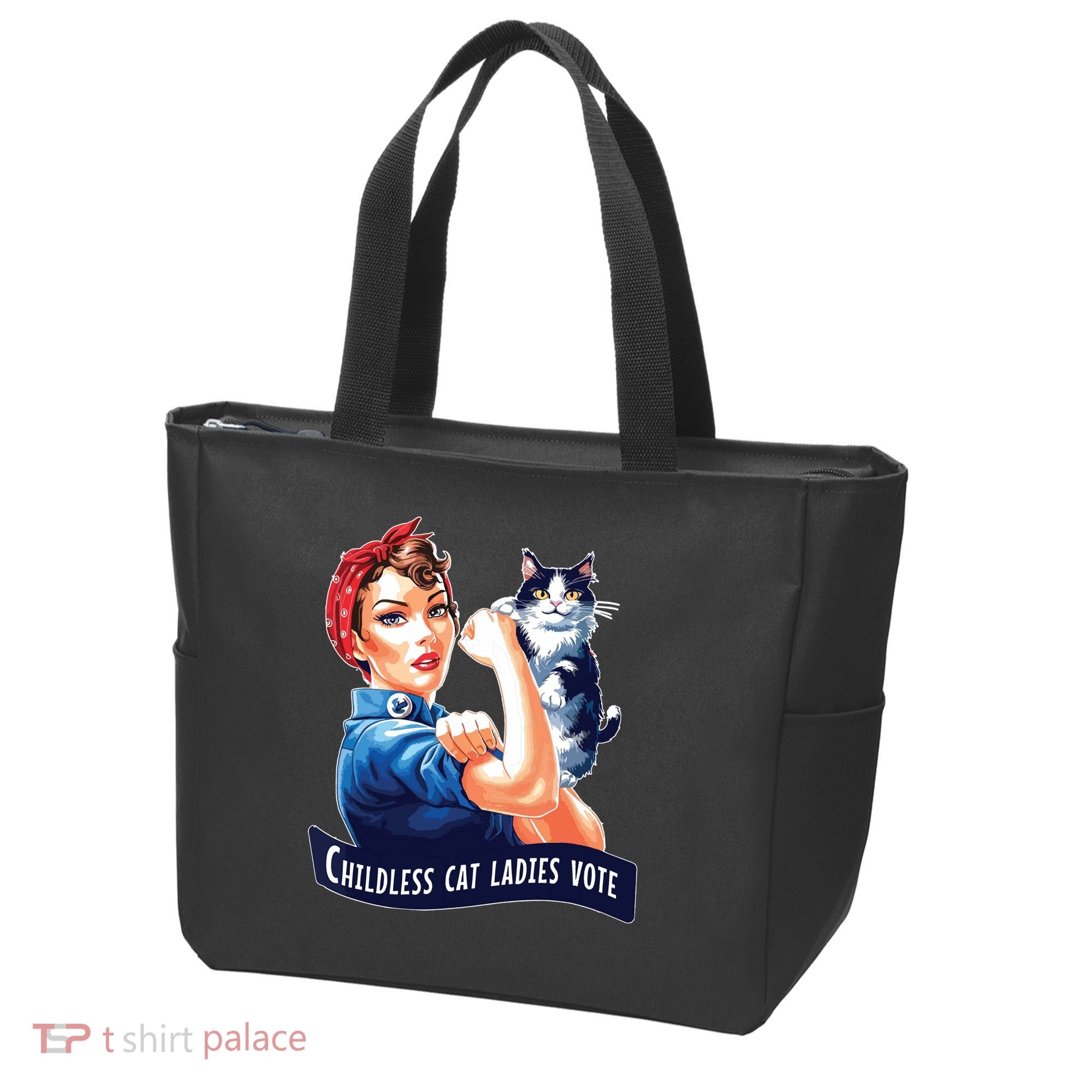 Childless Cat Ladies Vote Rosie The Riveter Tote Bag