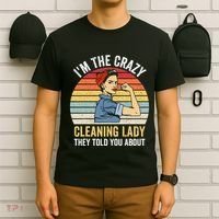 Crazy Cleaning Lady Housekeeper Housekeeping Maid T-Shirt thumb 6
